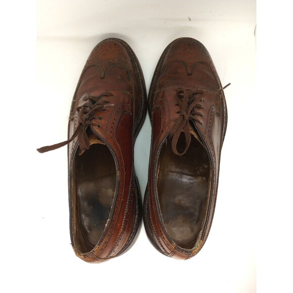 FLORSHEIM KENMOOR IMPERIAL 93602 Brown Leather  Lace Up Wingtip Brogue Vtg Sz 9C main image 7